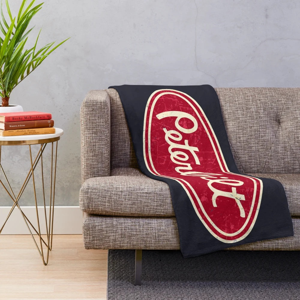 Vintage inspired Peterbilt truck racing plush blanket