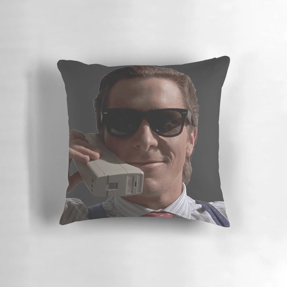 Retro phone pillow with Patrick Bateman from American Psycho