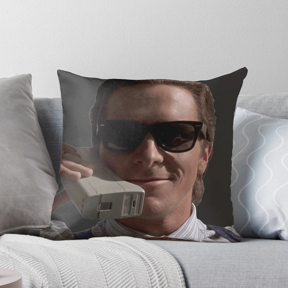 Retro phone pillow with Patrick Bateman from American Psycho