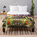 Plush blanket featuring a classic pinball machine design