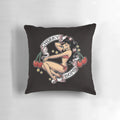 Retro pinup style Cherry Bomb pillow with a cute, sexy cartoon design