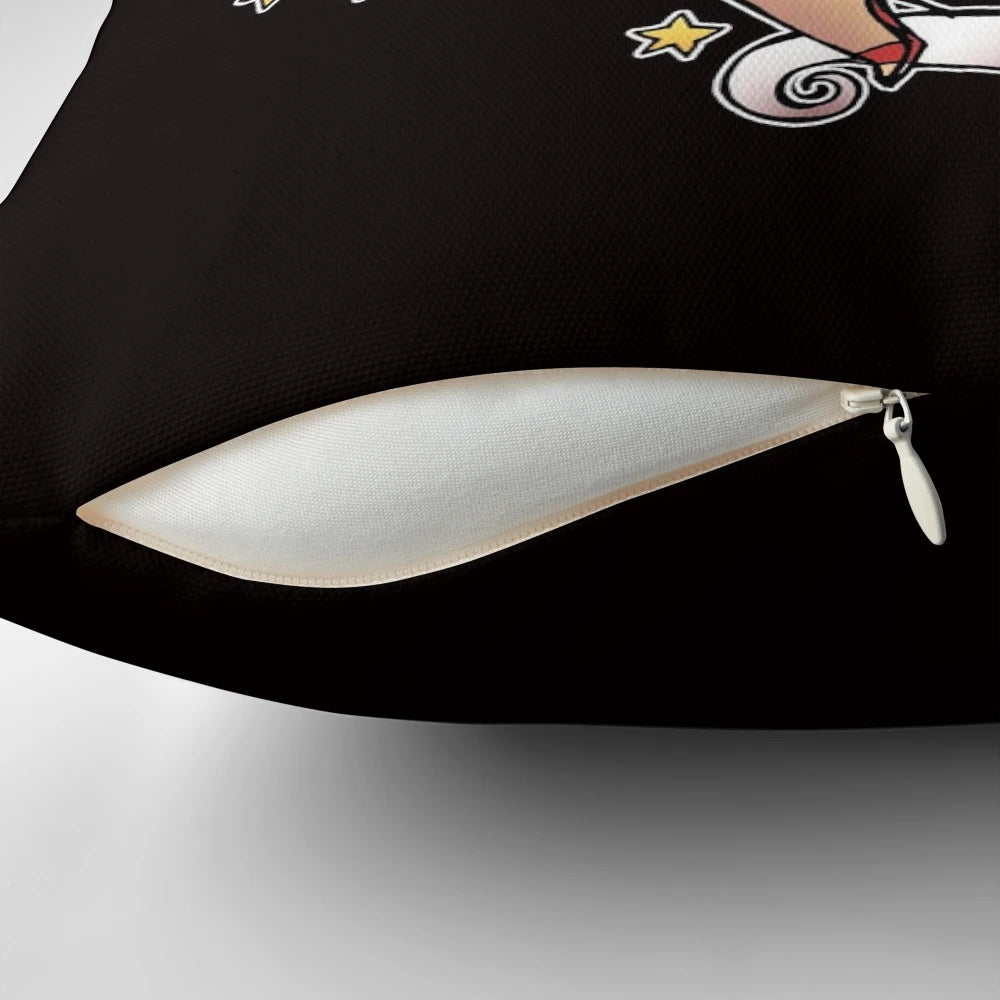 Retro pinup style Cherry Bomb pillow with a cute, sexy cartoon design