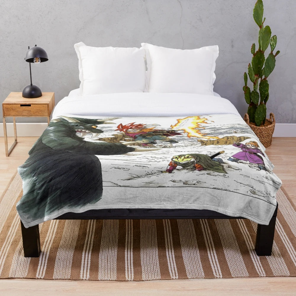 Chrono Trigger inspired retro pixel art plush blanket