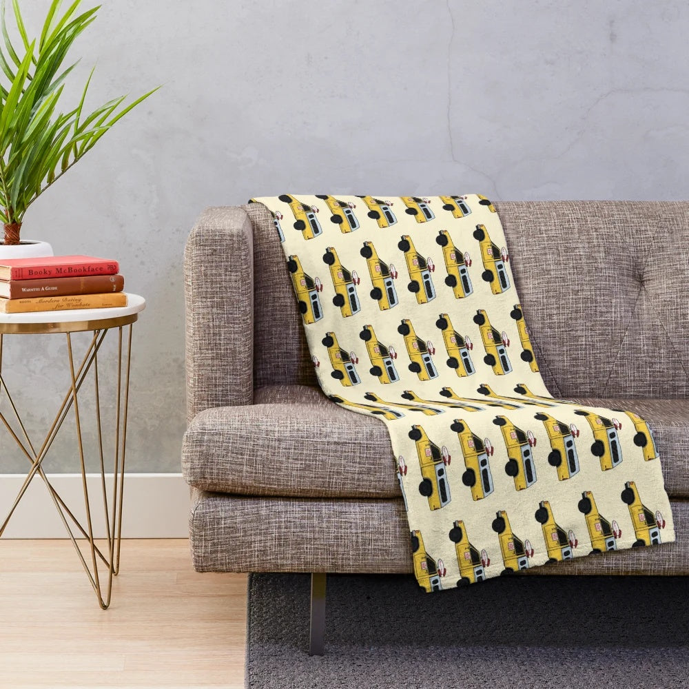 Retro Pizza Planet plush blanket with Toy Story-inspired design