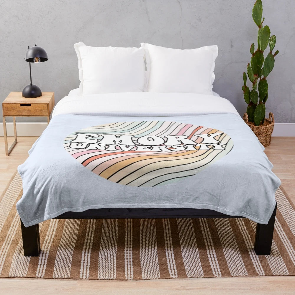 Retro plush blanket for college lifestyle
