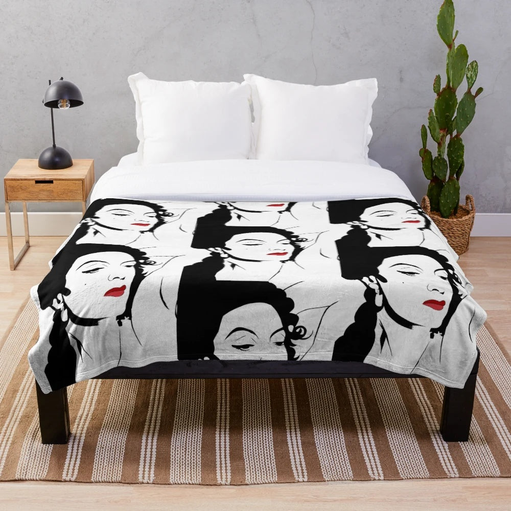 Plush blanket with image of Mexican cinema icon Maria Felix