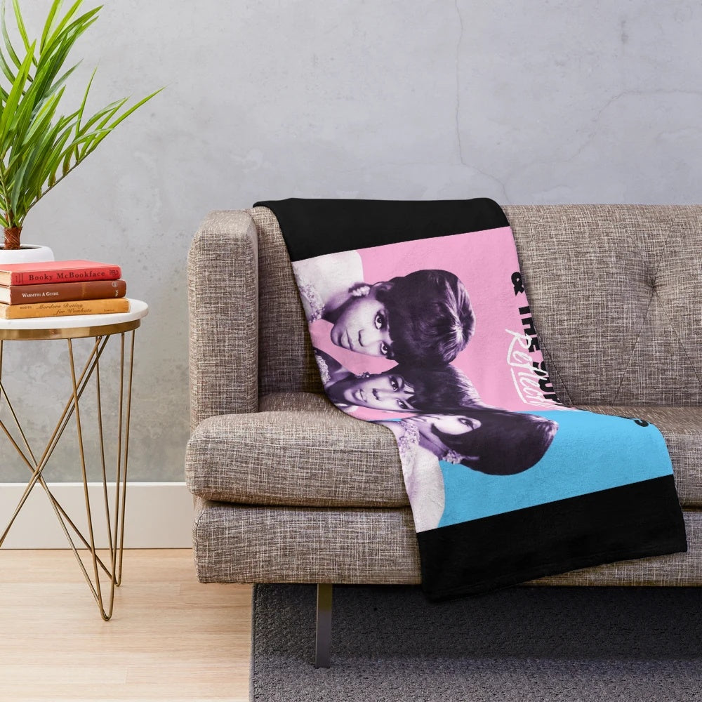 Vintage-inspired plush blanket showcasing the iconic Diana Ross and The Supremes