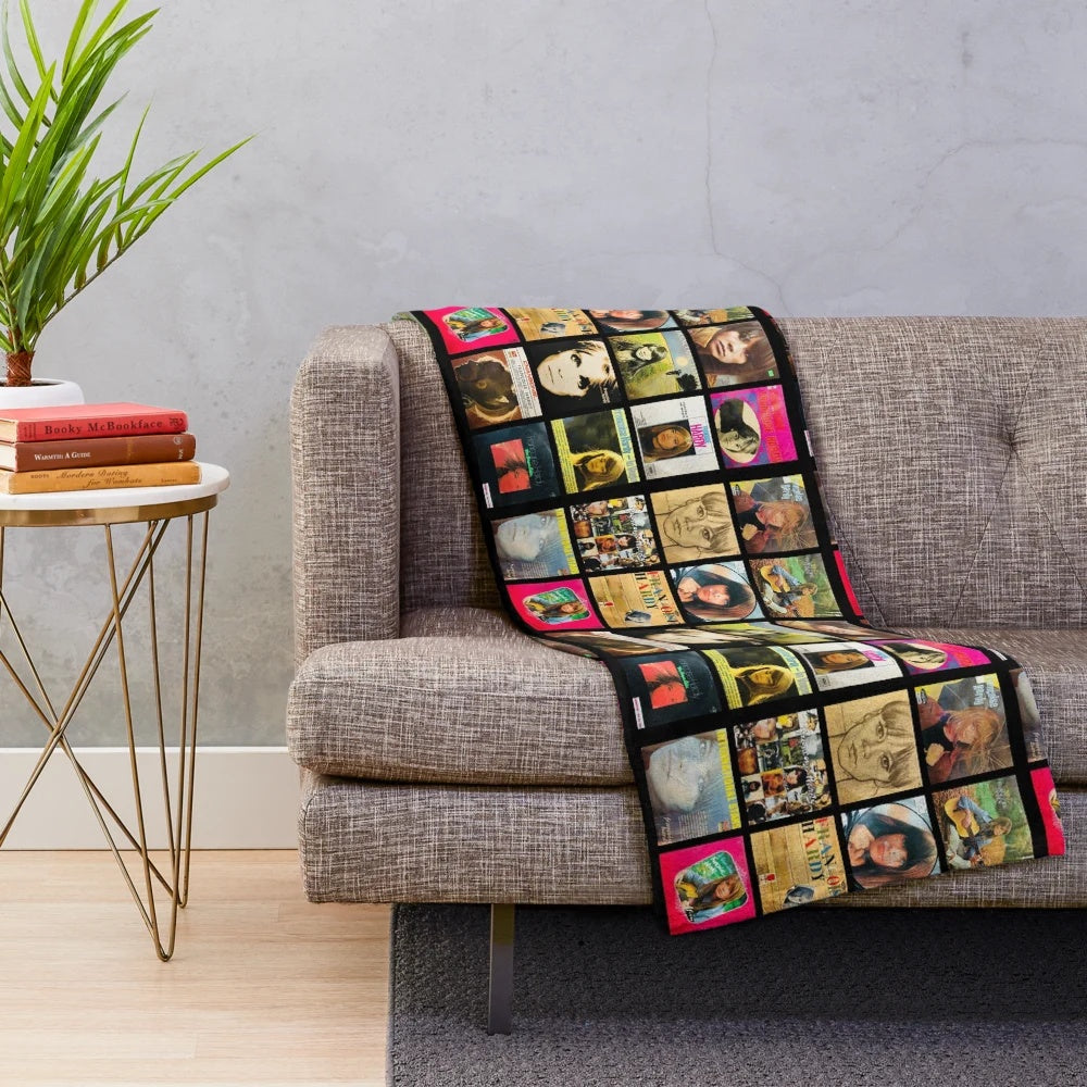 Plush blanket with albums of French singer Françoise Hardy