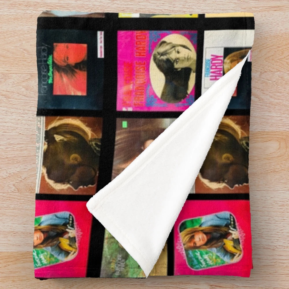 Plush blanket with albums of French singer Françoise Hardy