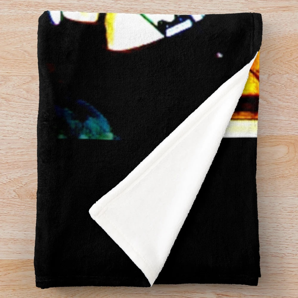 Plush blanket featuring portrait of British jazz fusion guitarist Alan Holdsworth