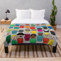 Plush blanket with retro neighborhood characters