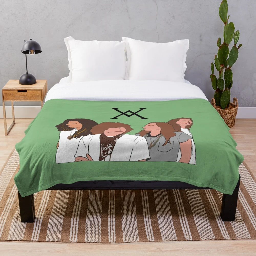 Plush blanket with Greta Van Fleet band members