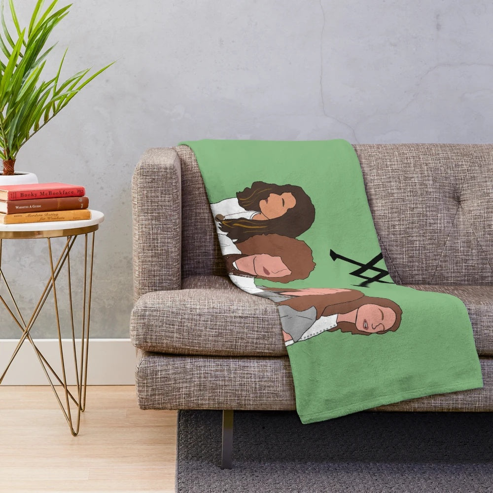 Plush blanket with Greta Van Fleet band members