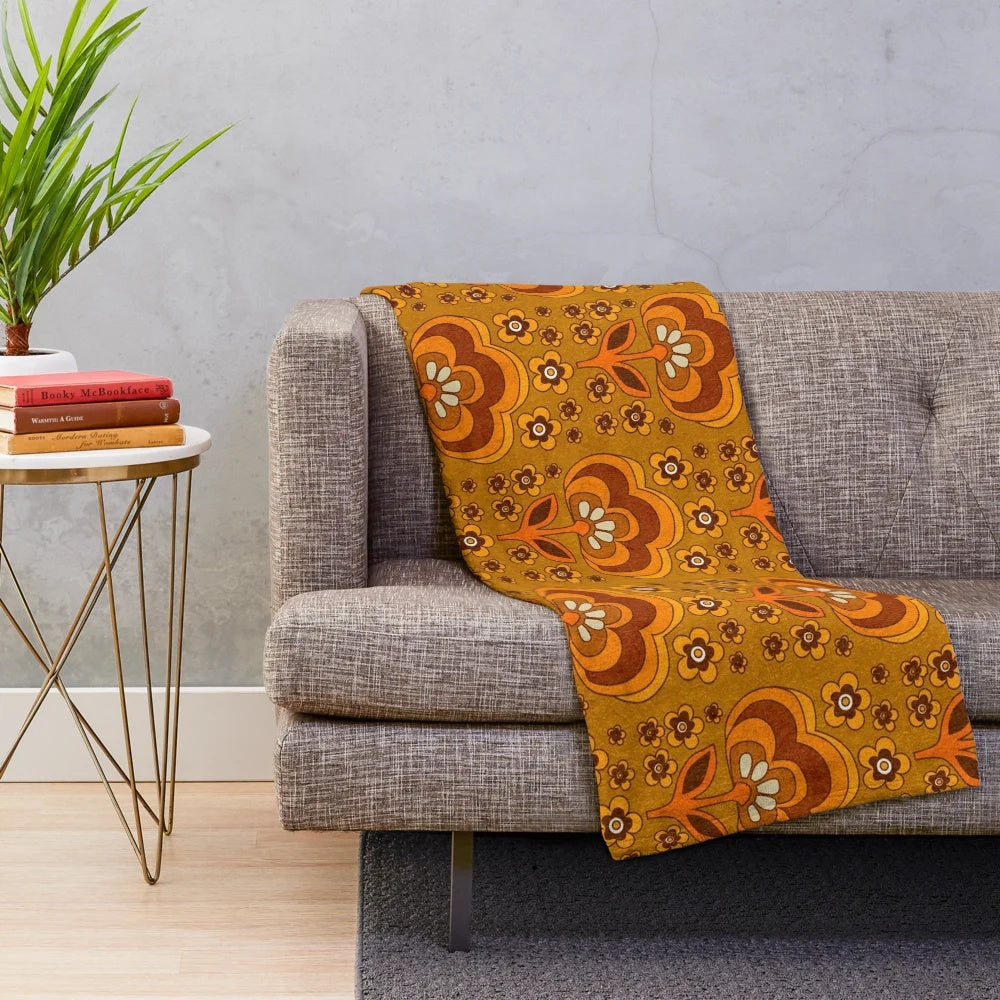 Vibrant retro-inspired plush blanket for a cozy spring night