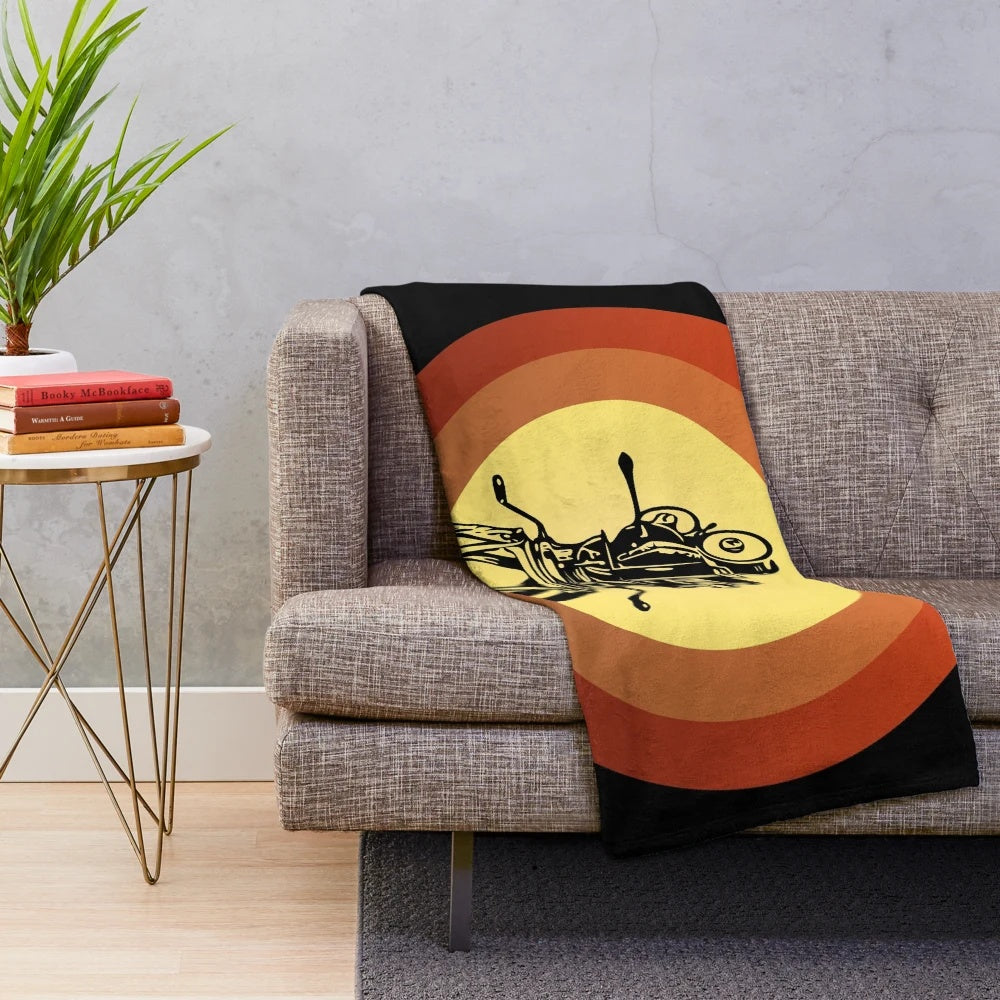 Retro plush blanket featuring old school filmmaking design