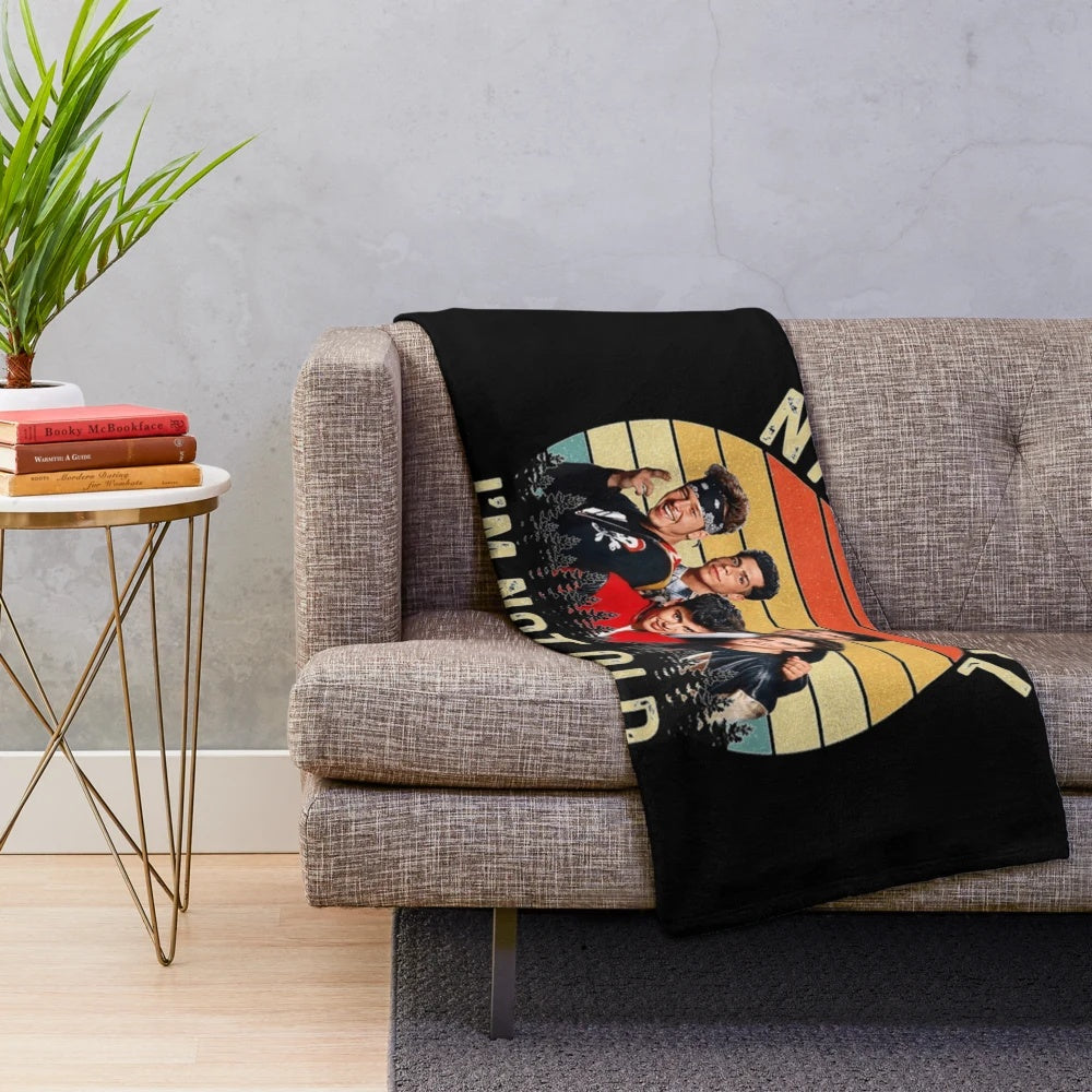 Retro plush blanket with NKOTB design for fans