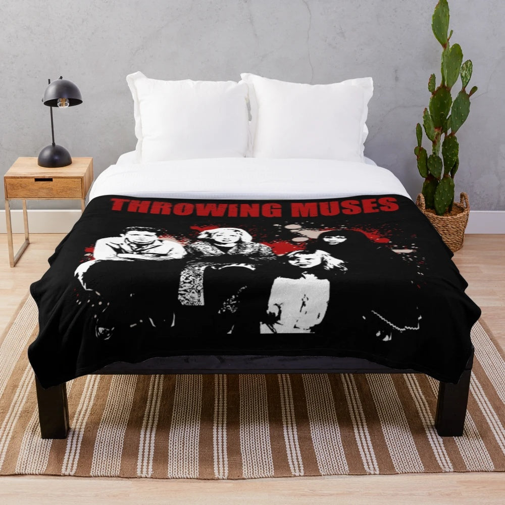 Throw Blanket with Throwing Muses Stencil Design