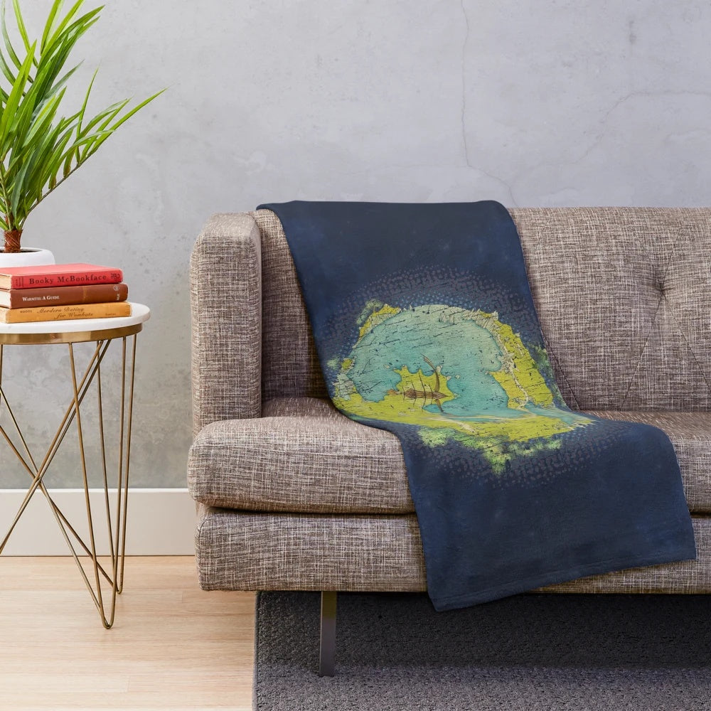 Retro Plush Blanket with Fragile Earth 1971 Design