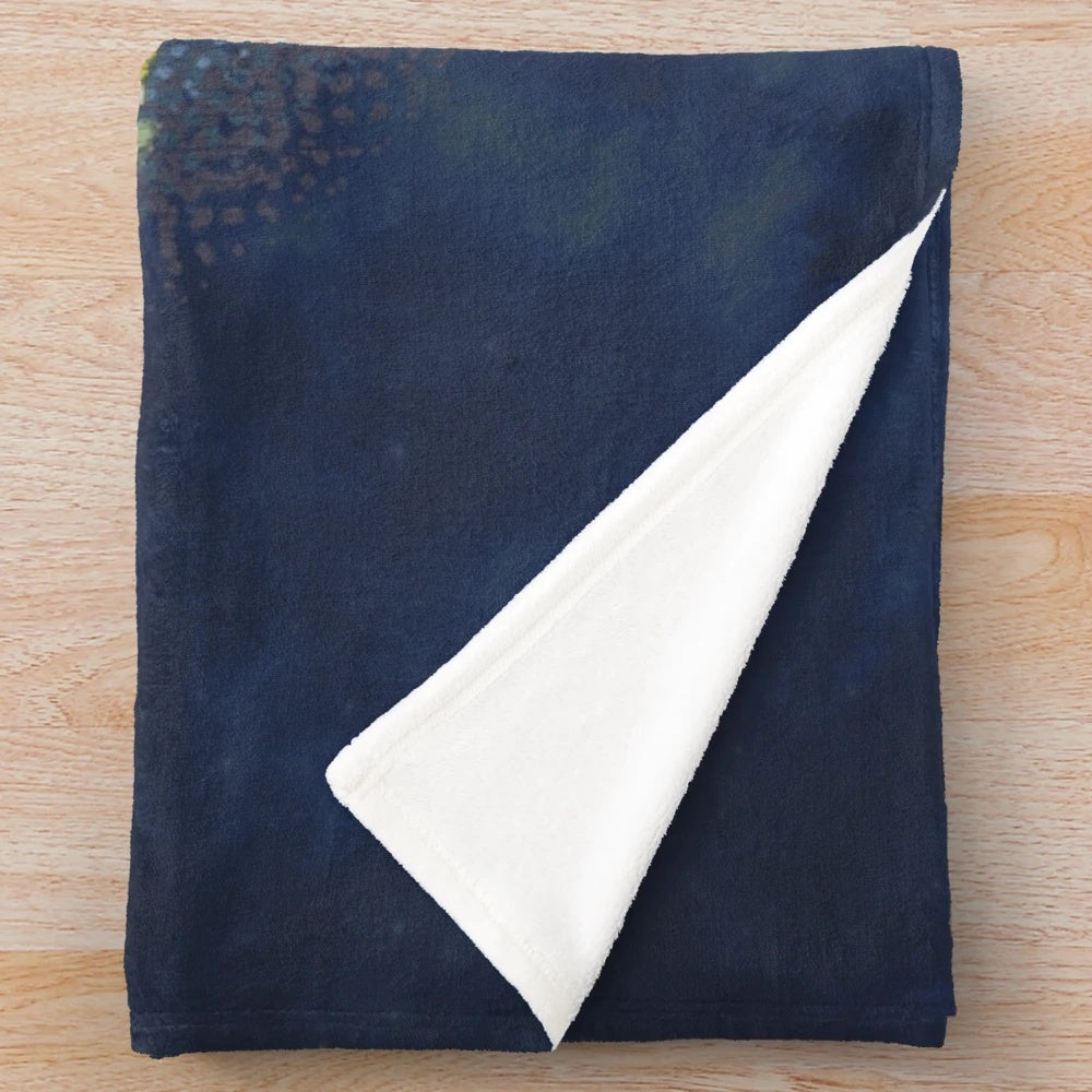 Retro Plush Blanket with Fragile Earth 1971 Design