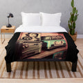 Retro plush blanket with vintage movie design
