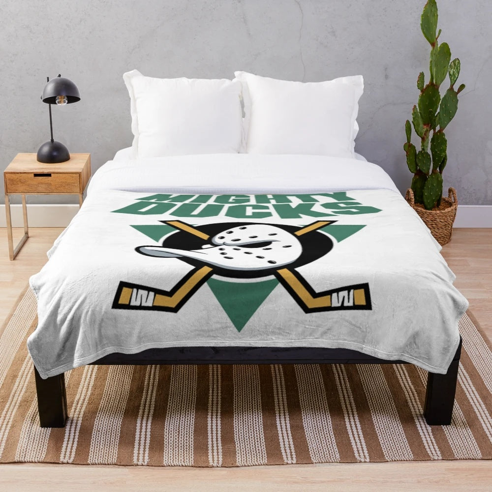 Retro plush blanket featuring the iconic Team USA jersey from D2: The Mighty Ducks