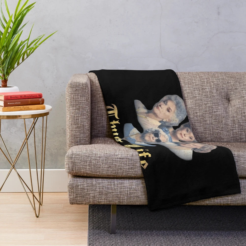 Retro plush blanket featuring Golden Girls characters