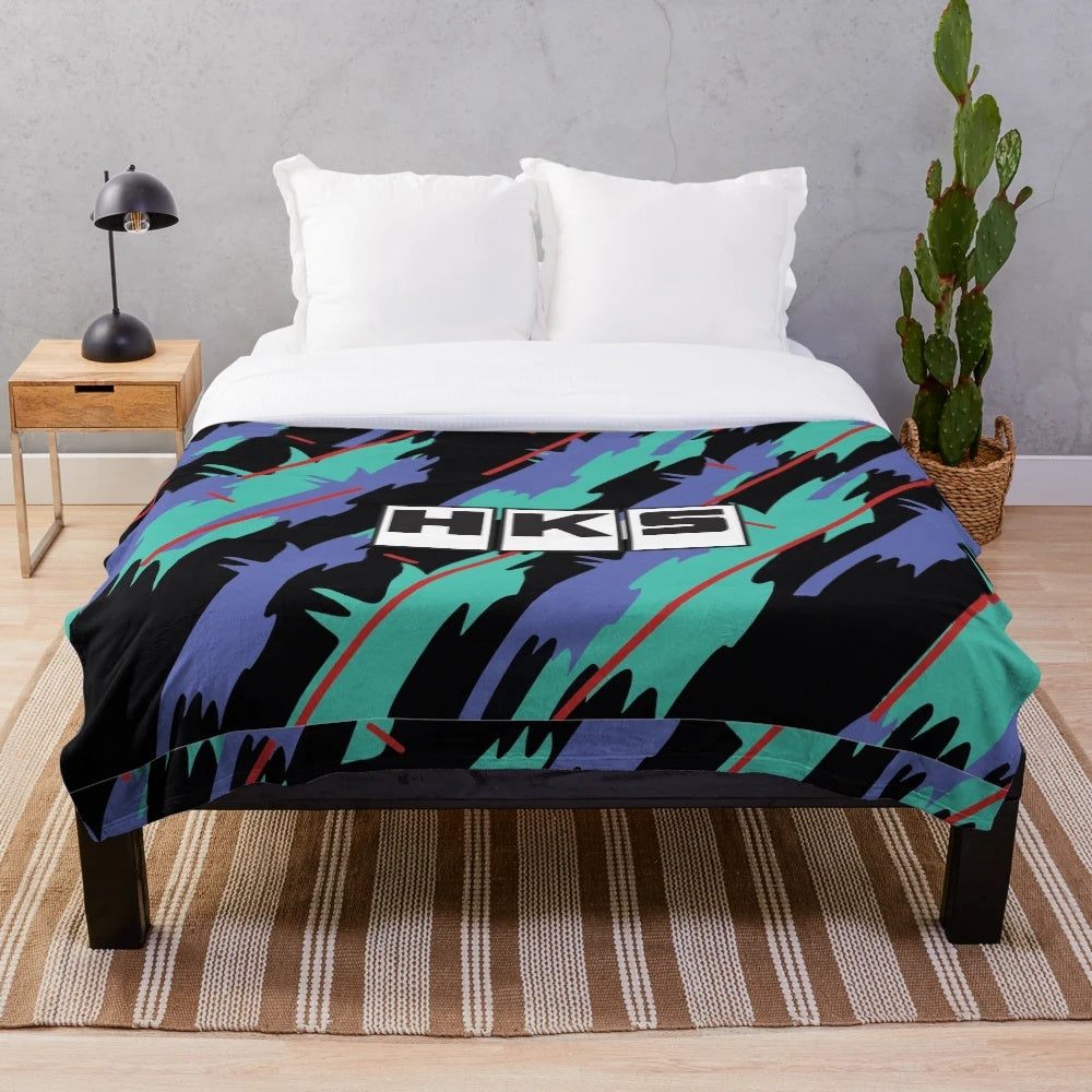 Retro plush blanket with JDM-inspired design