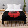 Retro plush blanket featuring Stranger Things "Running Up That Hill" design