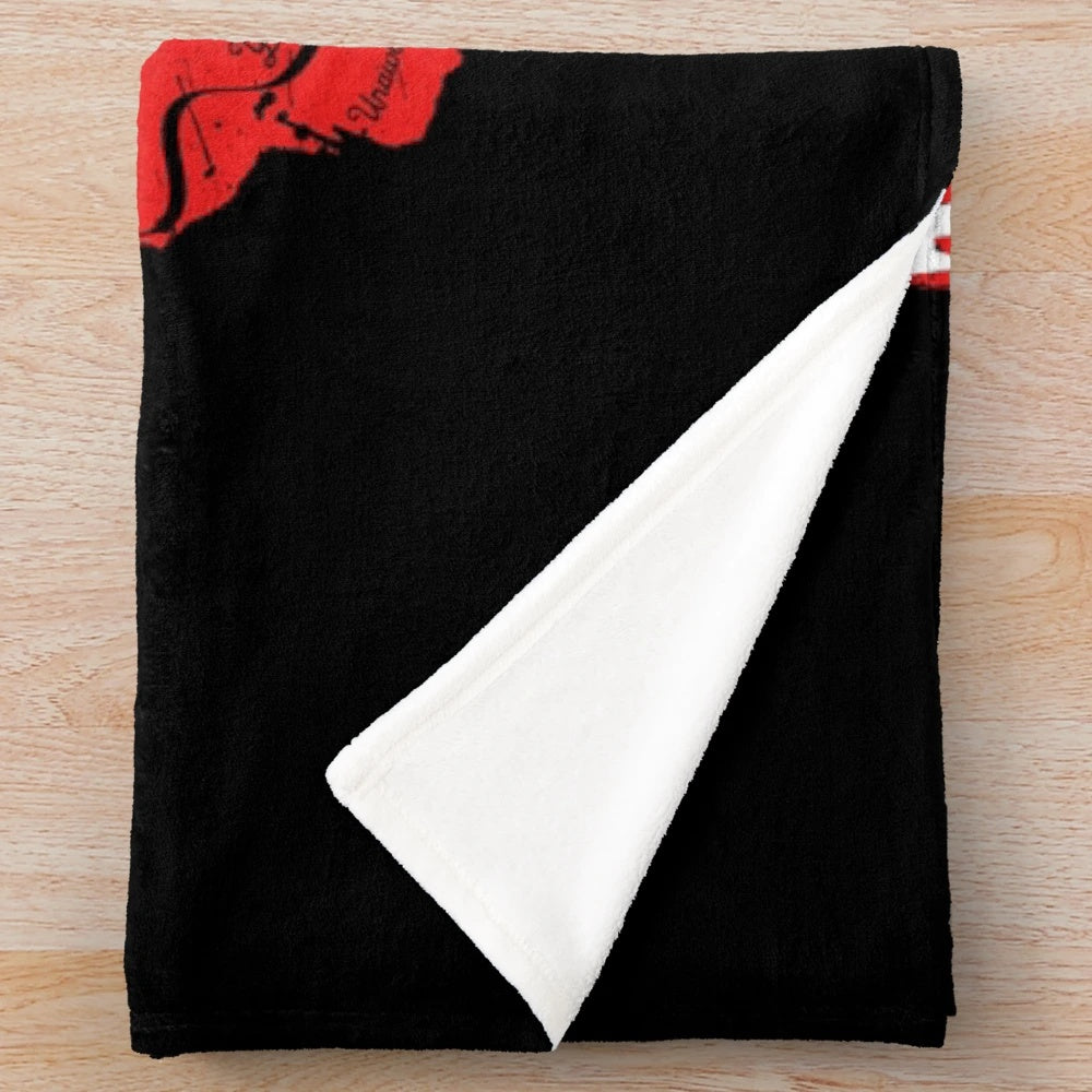 Retro plush blanket featuring Stranger Things "Running Up That Hill" design