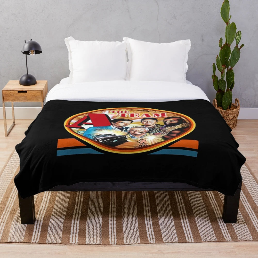 Plush blanket with The A-Team TV show design