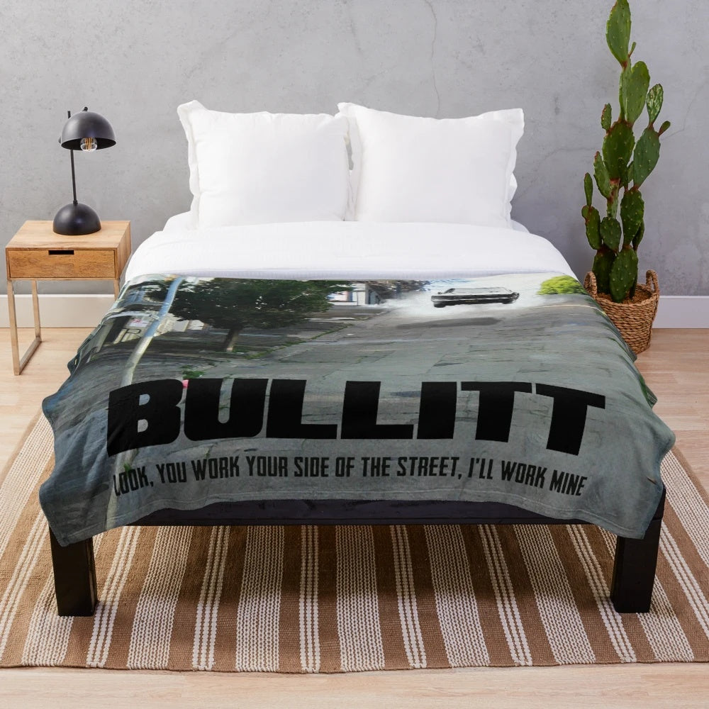 Plush blanket featuring a San Francisco movie location from the Bullitt film