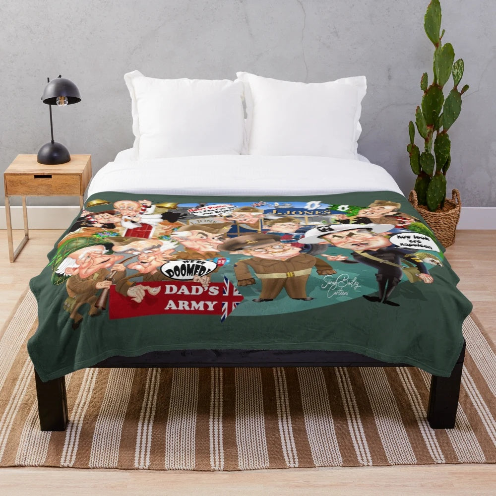 Dads Army inspired plush blanket featuring the British Home Guard