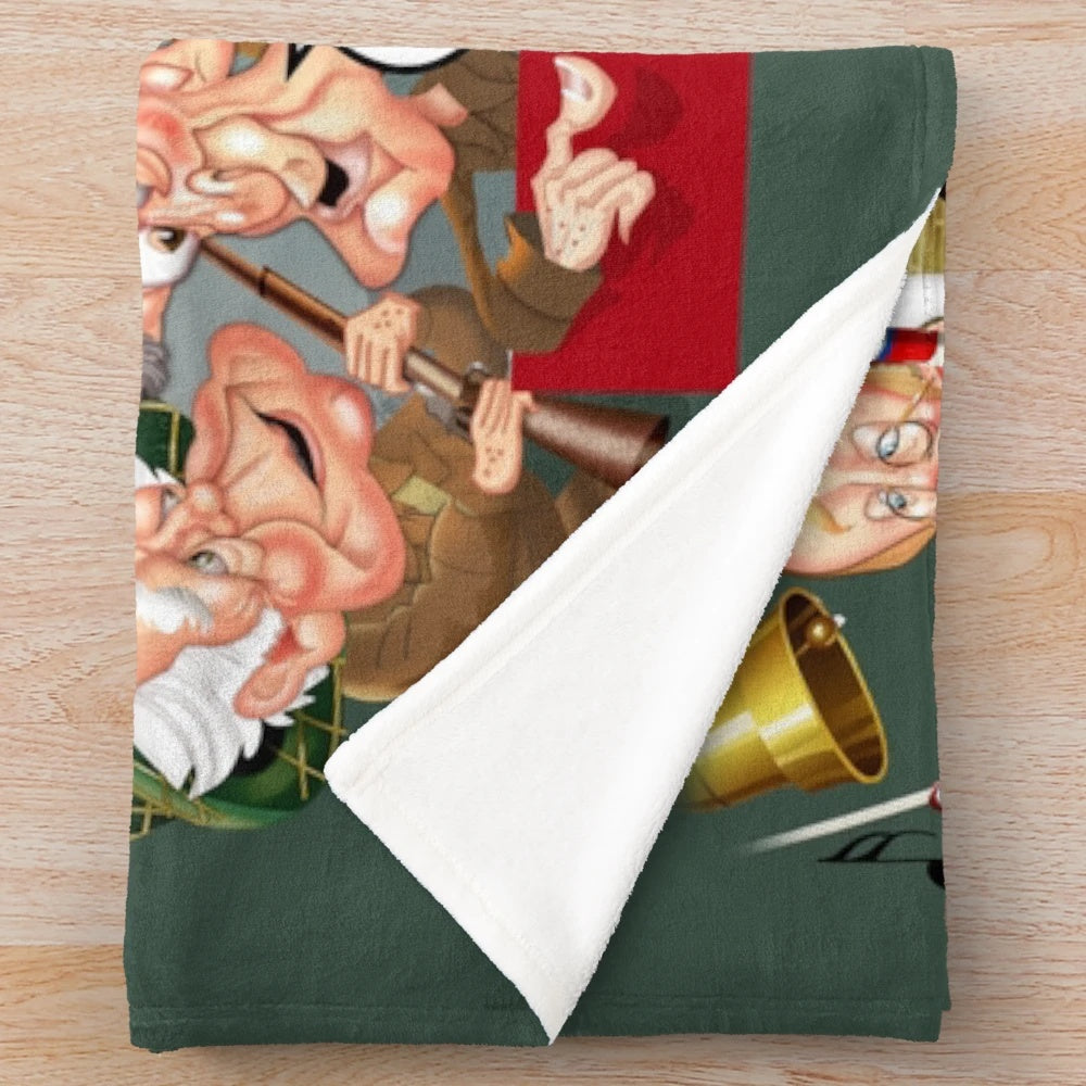Dads Army inspired plush blanket featuring the British Home Guard