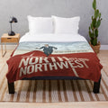 Plush blanket featuring a retro, vintage-inspired design inspired by the classic 1959 film "North by Northwest