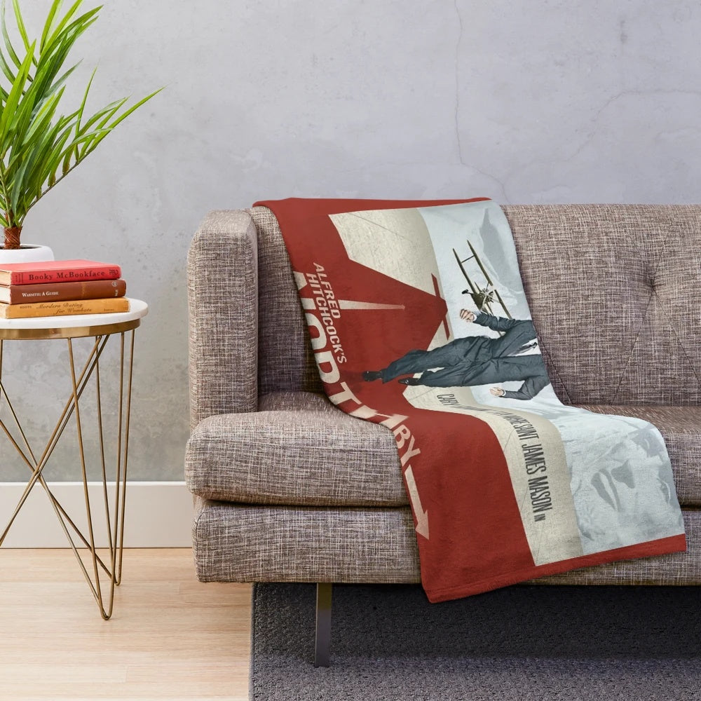 Plush blanket featuring a retro, vintage-inspired design inspired by the classic 1959 film "North by Northwest