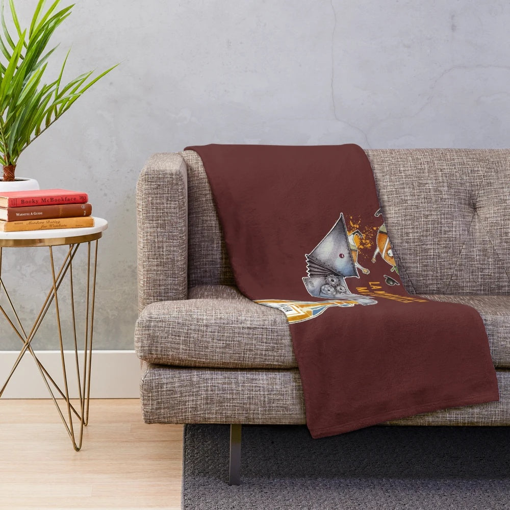 A Clockwork Orange-inspired plush blanket with a retro design