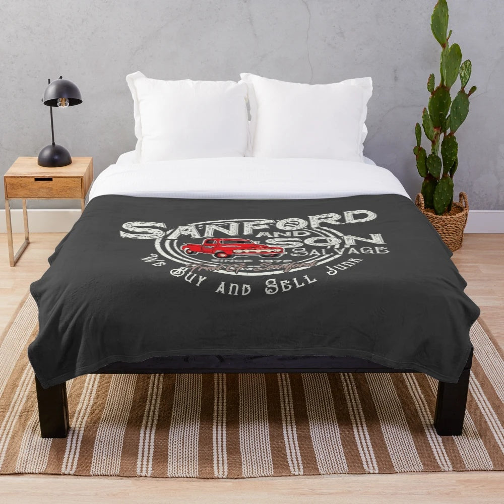 Sanford and Son Plush Blanket Featuring Retro 70s TV Show Graphics