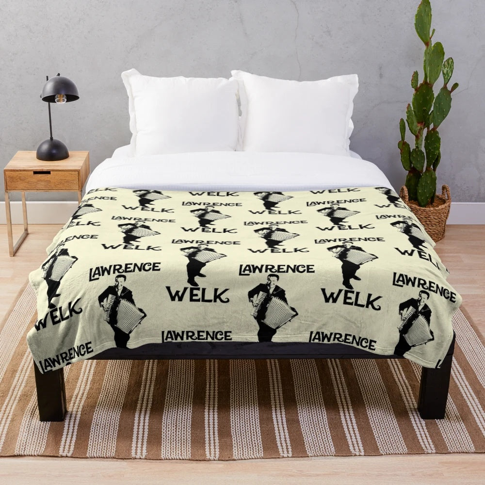 Plush blanket featuring a retro design inspired by the Lawrence Welk show