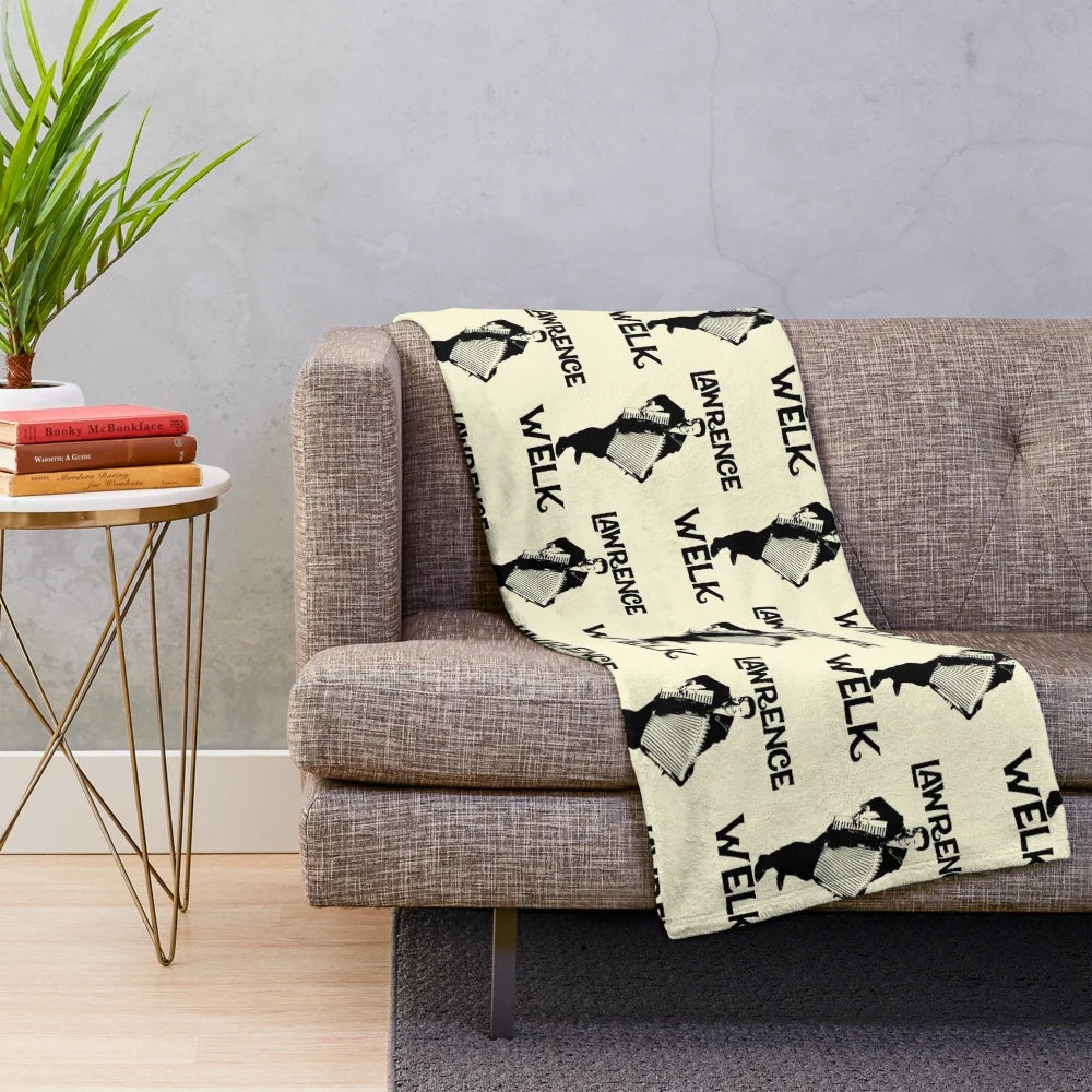 Plush blanket featuring a retro design inspired by the Lawrence Welk show