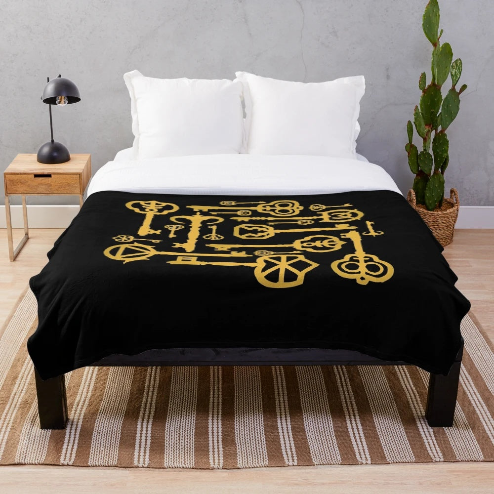 Retro plush blanket with magical fantasy design