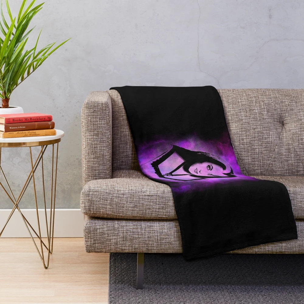 Plush blanket featuring Lily Munster from the classic TV show The Munsters