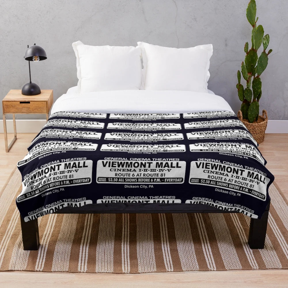 Cozy plush blanket featuring the iconic General Cinema logo from the Viewmont Mall in Scranton, PA