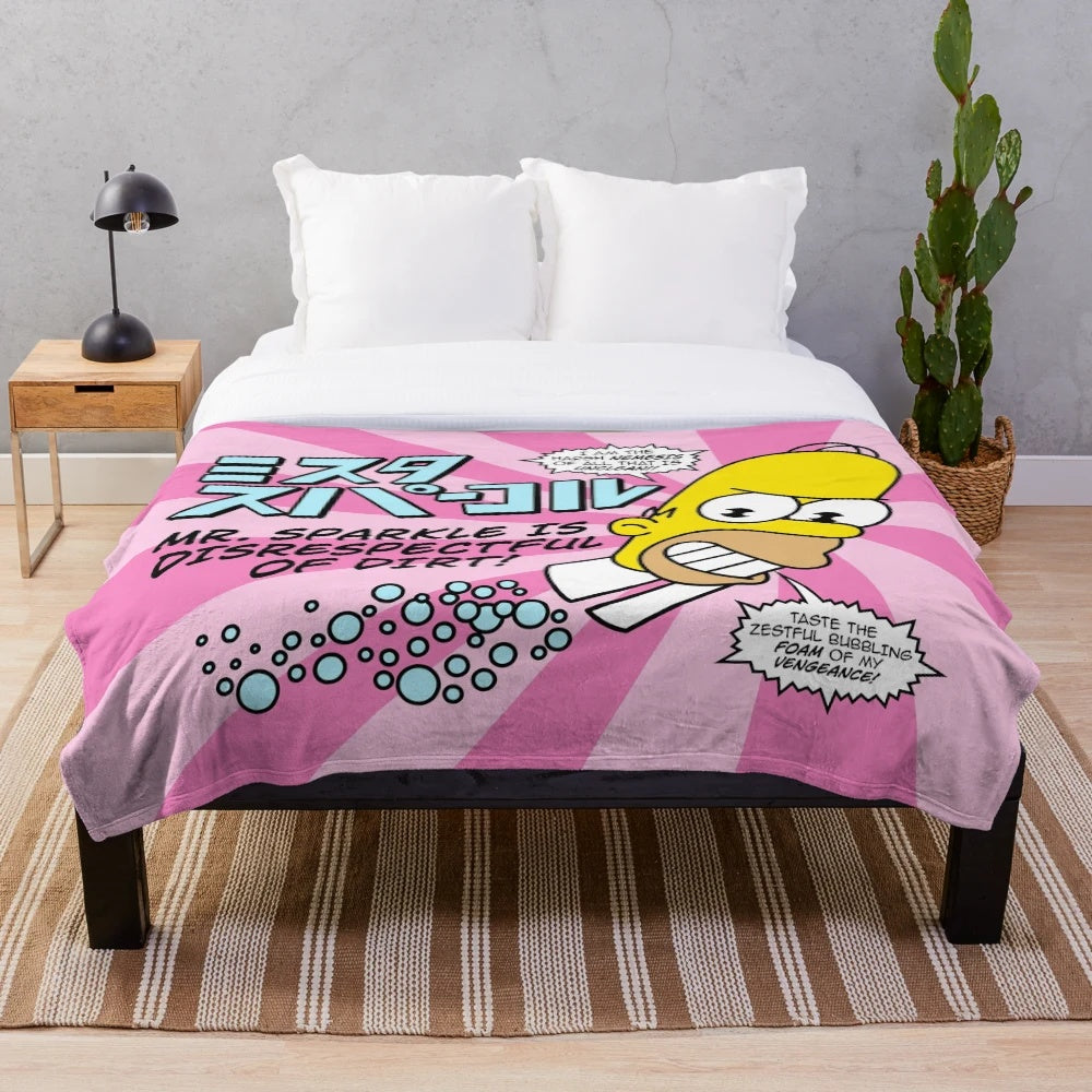 Cozy plush blanket featuring the iconic Mr. Sparkle cartoon character