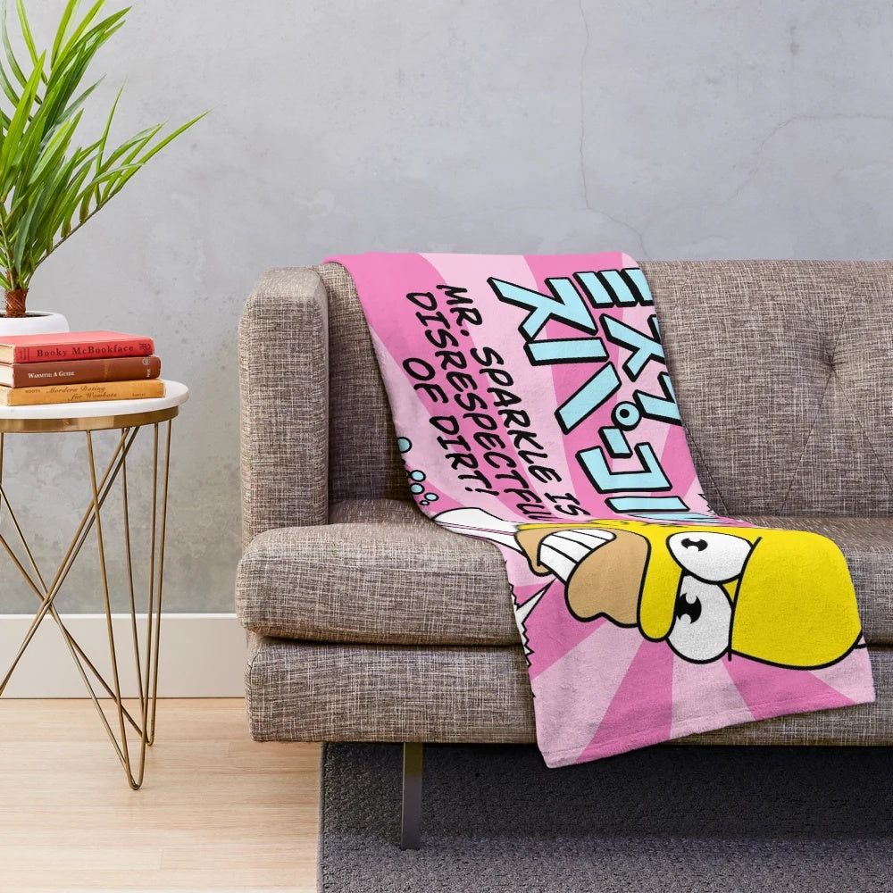 Cozy plush blanket featuring the iconic Mr. Sparkle cartoon character