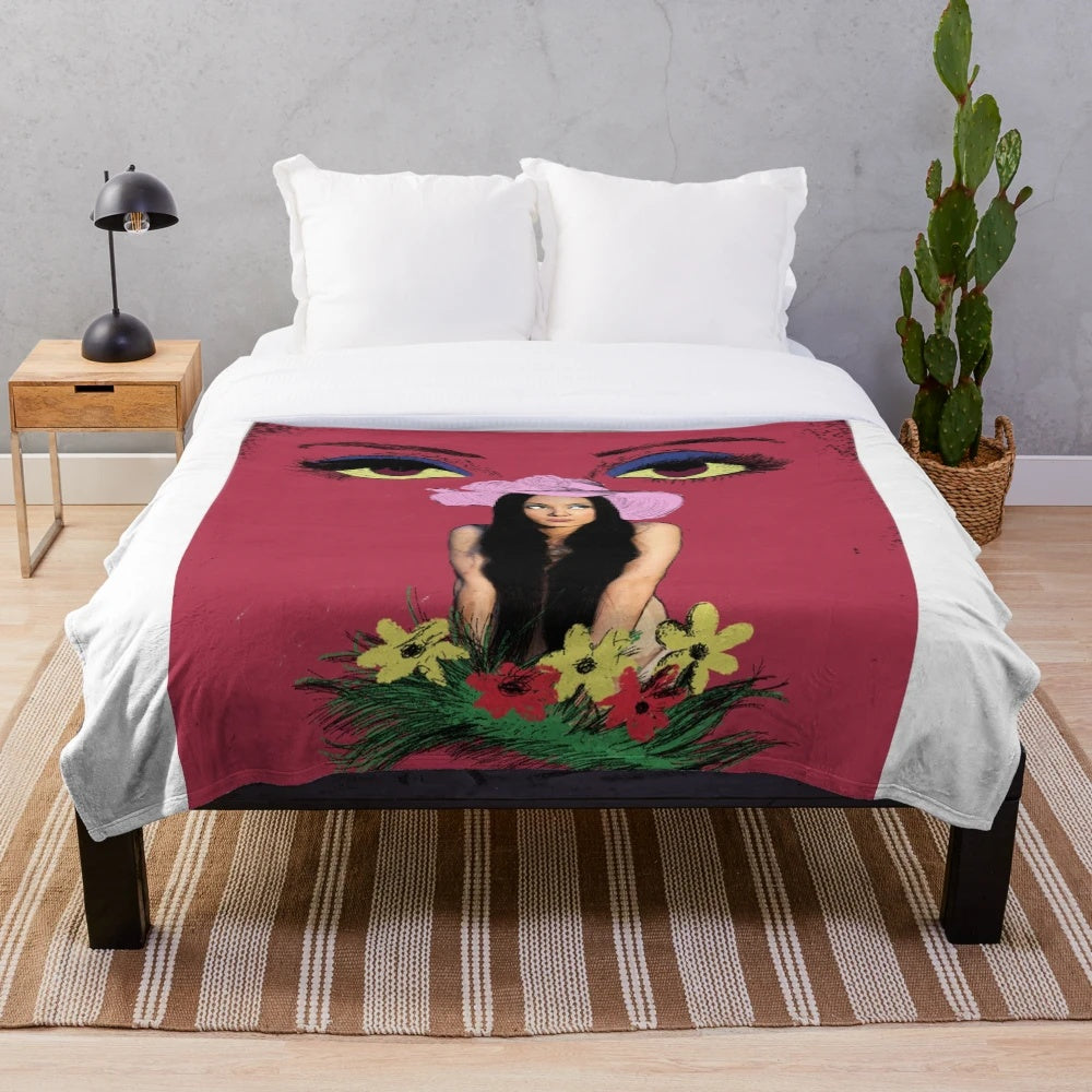 Retro plush blanket featuring the cult classic "She Loved Men to Death" film