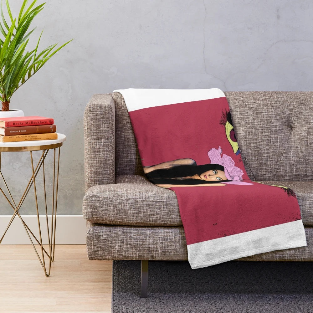 Retro plush blanket featuring the cult classic "She Loved Men to Death" film