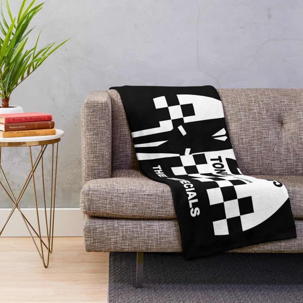 Retro plush blanket featuring classic 45 record design inspired by The Specials and 2 Tone music