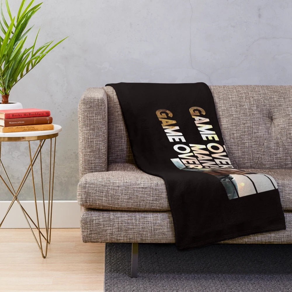 Plush blanket featuring the iconic "Game Over Man!" quote from the character Private Hudson in the movie Aliens