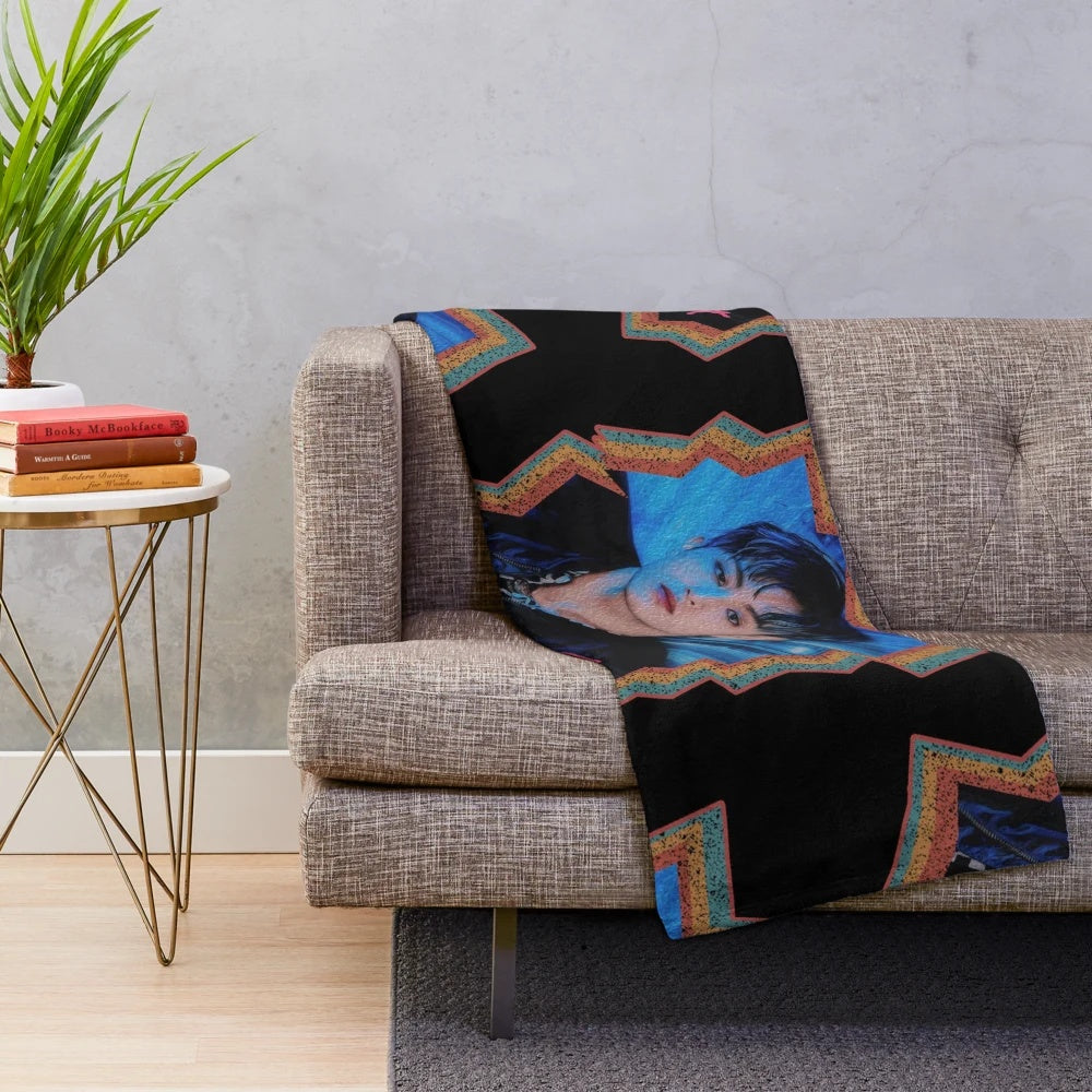 Mark Lee NCT inspired colorful retro oil painting design plush blanket