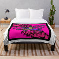 Retro plush blanket with a psychedelic parrot design